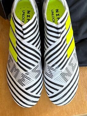 adidas Nemeziz Laceless Soccer Shoes in Black, White & Neon Yellow